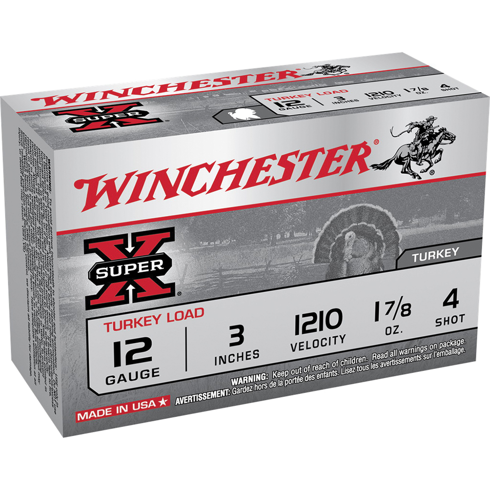 Winchester Ammunition Super-X Turkey Load 3" 12 Gauge Ammo 4, 10/box - X123MT4