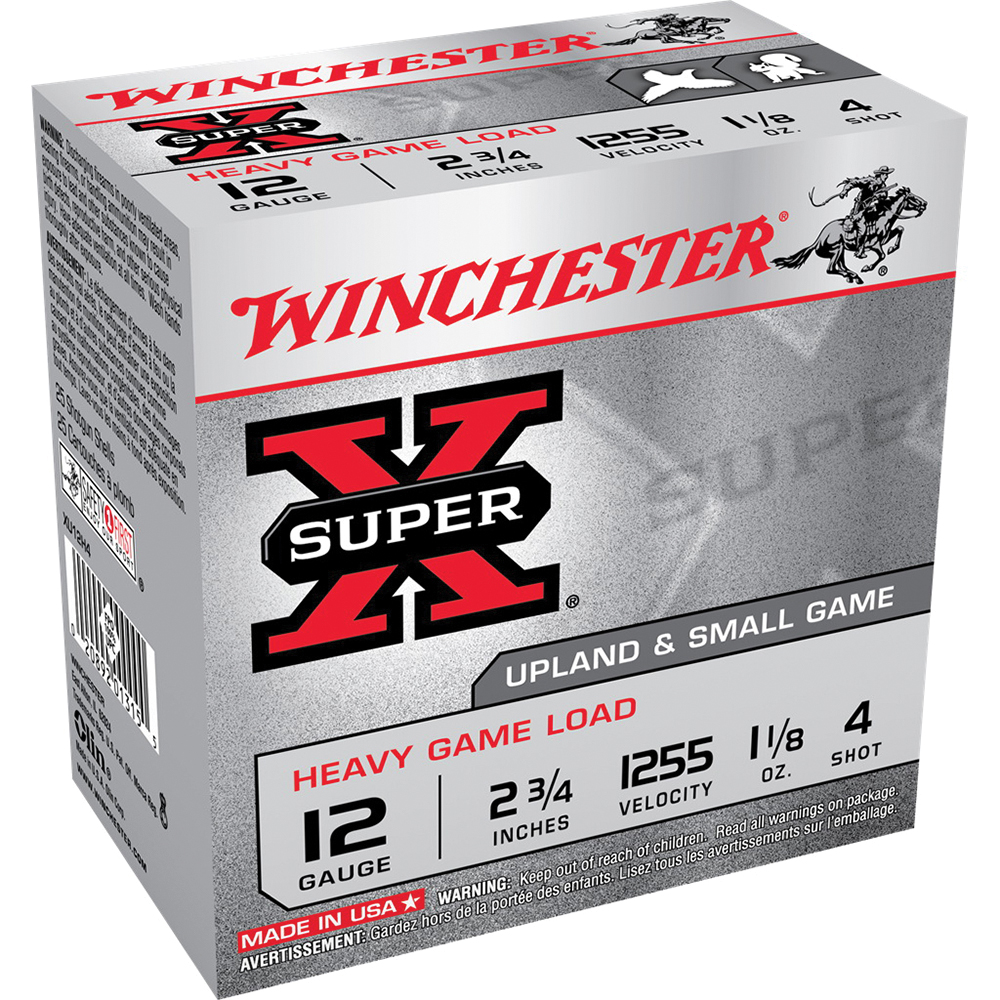 Winchester Ammunition Super-X Heavy Game Load 2.75" 12 Gauge Ammo 4, 25/box - XU12H4 - Winchester