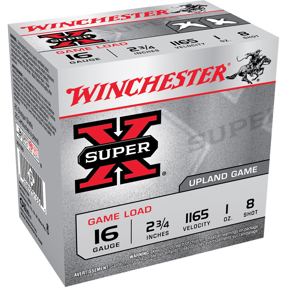Winchester Ammunition Super-X Game Load 2.75" 16 Gauge Ammo 8, 25/box - XU168 - Winchester