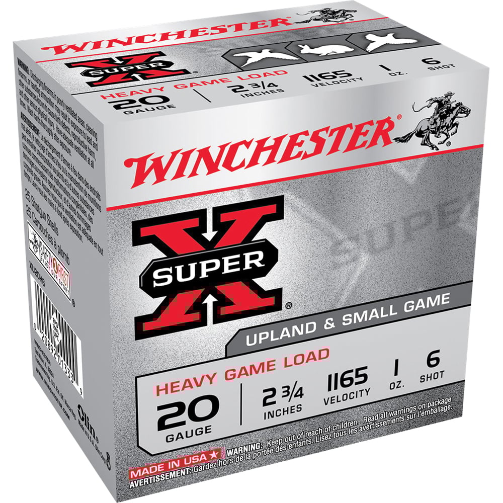 Winchester Ammunition Super-X Heavy Game Load 2.75" 20 Gauge Ammo 6, 25/box - XU20H6 - Winchester