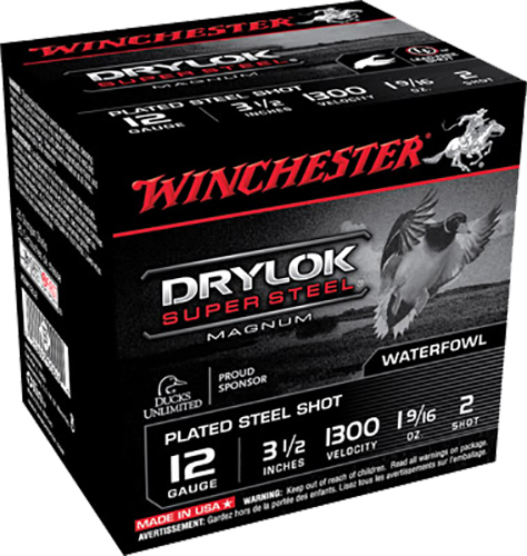 Winchester Ammunition Drylock Super Steel Magnum 3.5" 12 Gauge Ammo 2, 25/box - XSM12L2