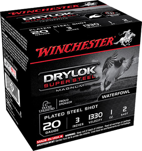 Winchester Ammunition Drylock Super Steel Magnum 3" 20 Gauge Ammo 2, 25/box - XSM2032