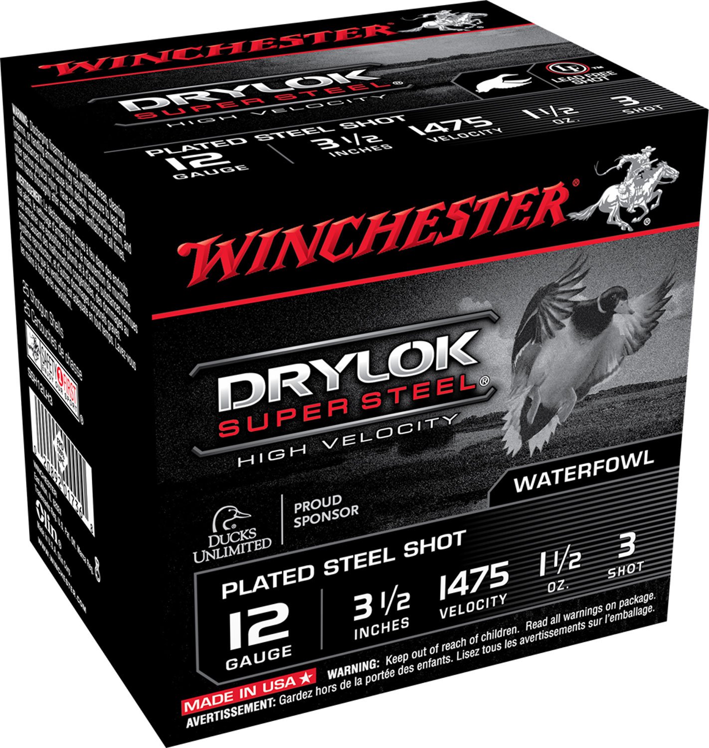 Winchester Ammunition Drylock Super Steel 3.5" 12 Gauge Ammo 3, 25/box - SSH12LH3 - Winchester