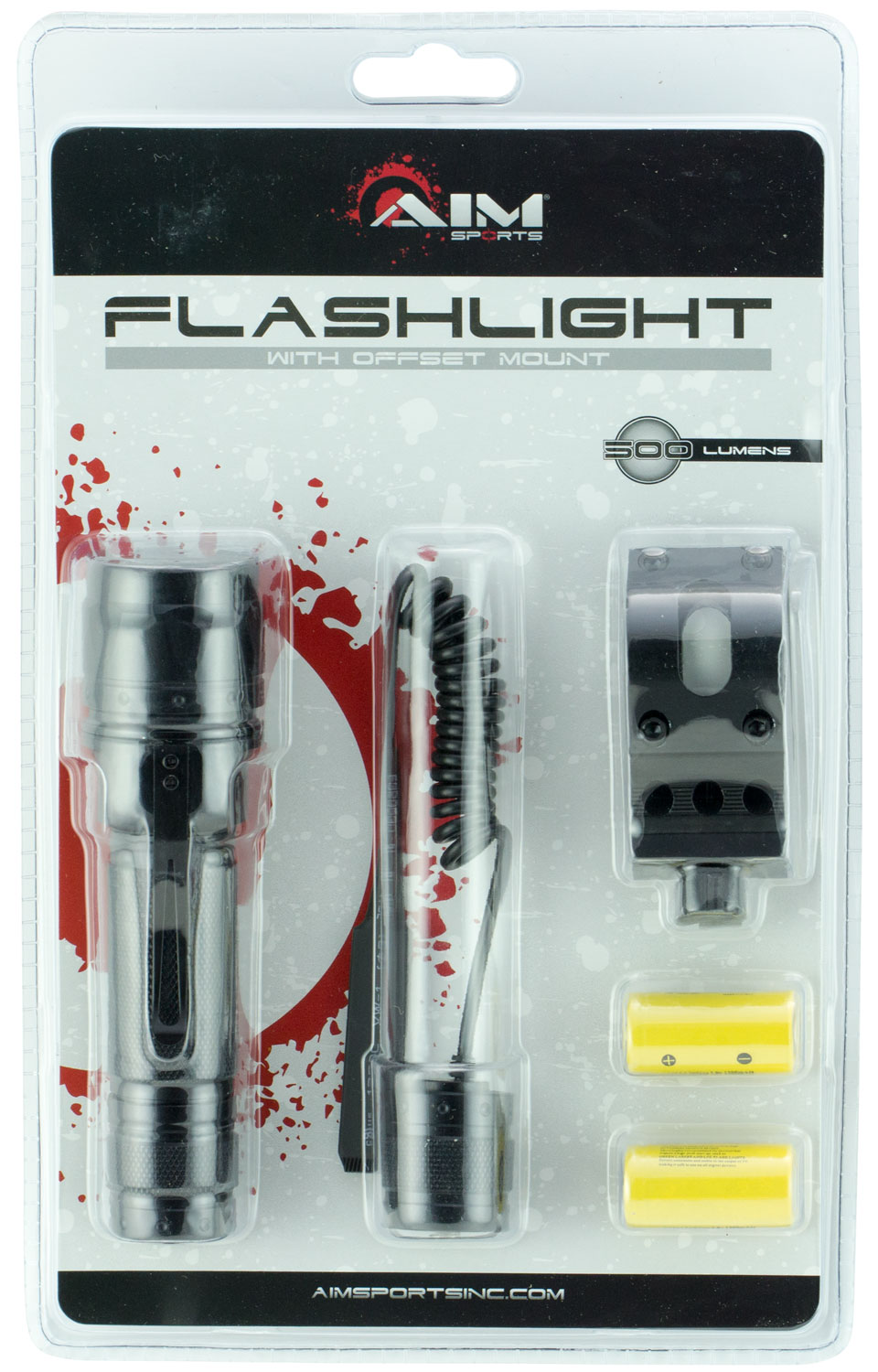 Aim Sports 500 lm Cree LED Flashlight w/ Offset Mount and Tape Switch, Black - FHD500B - Aim Sports Inc