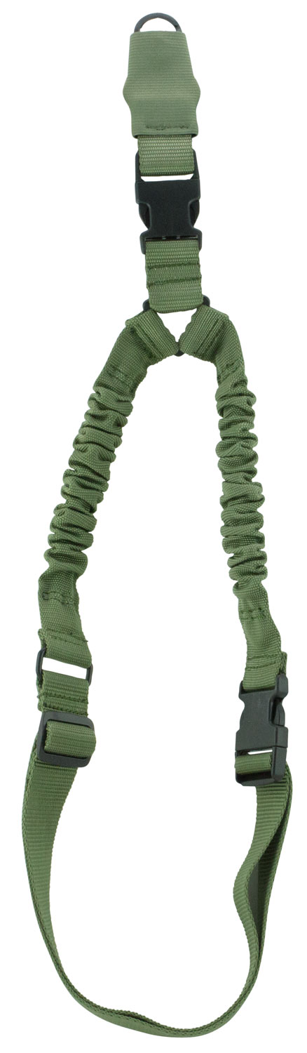 Aim Sports 1-Point Bungee Adjustable Heavy-Duty Sling w/ Steel Clip, Green - AOPS01G - Aim Sports Inc