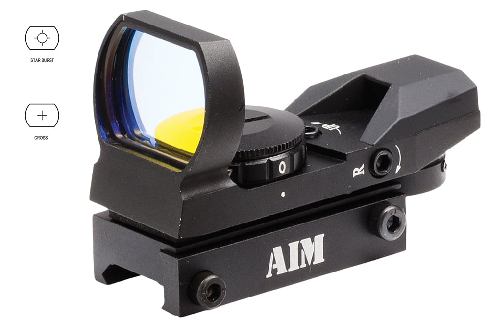 Aim Sports Classic Edition 1x34mm Reflex Sight, Illuminated 4 Pattern Red - RT4-01 - Aim Sports Inc