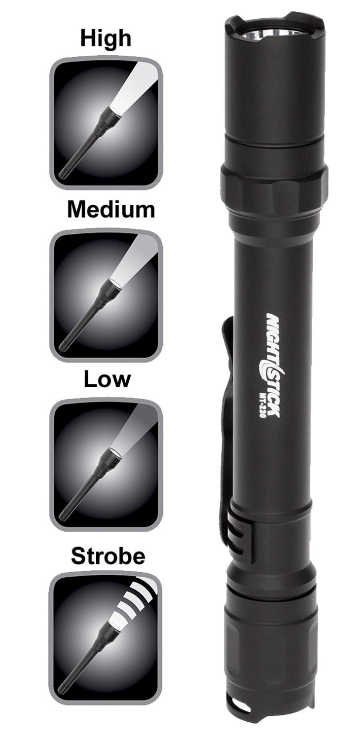Bayco Products Nightstick Mini-TAC Pro 265/130/90 lm LED Flashlight, Black - MT-220 - Nightstick