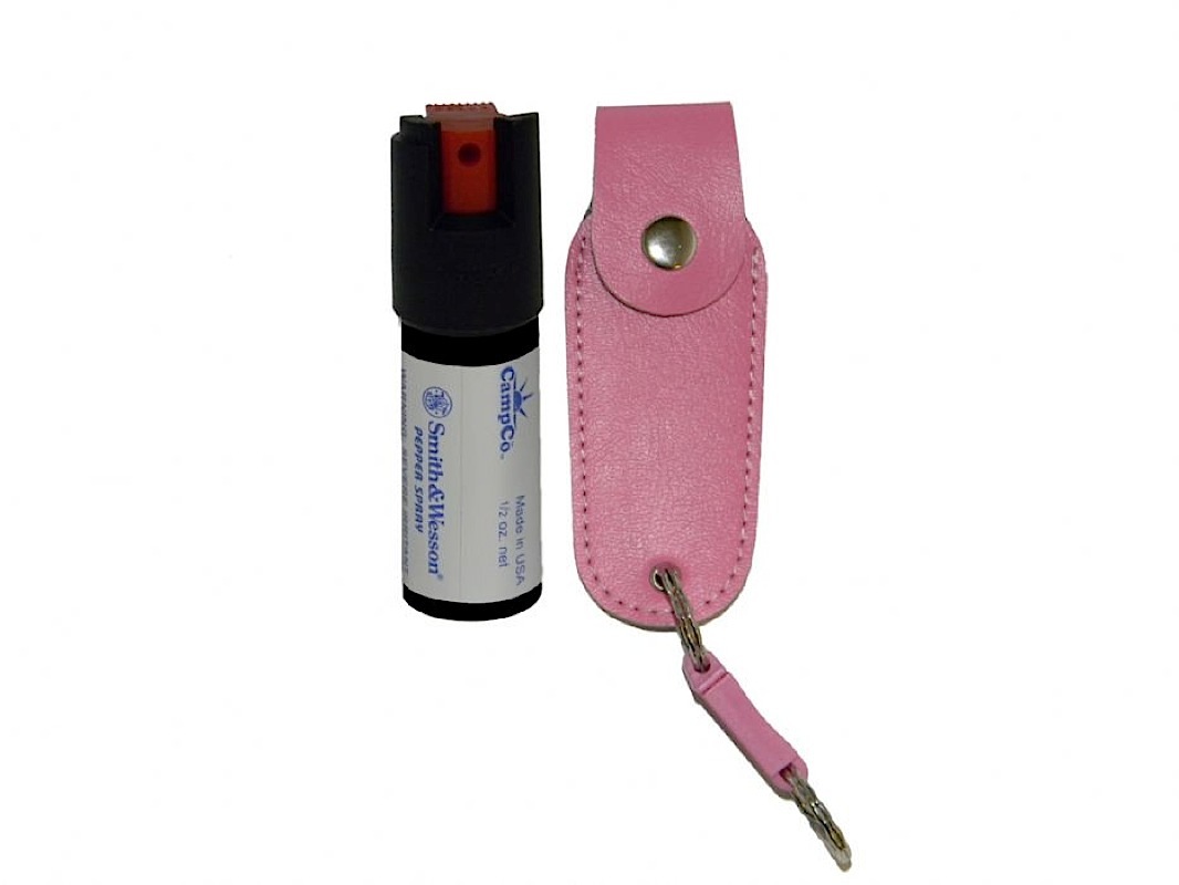 Smith & Wesson Pepper Spray w/ Pink Leather Holster and Quick Release Clip, 0.5 oz - 1203P - Smith & Wesson