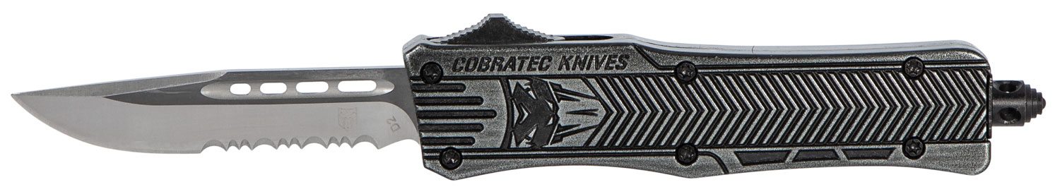CobraTec Small CTK-1 2.75" Drop Point OTF Knife, Serrated, Stonewash - SSWCTK1SDS - Cobratec Knives Llc