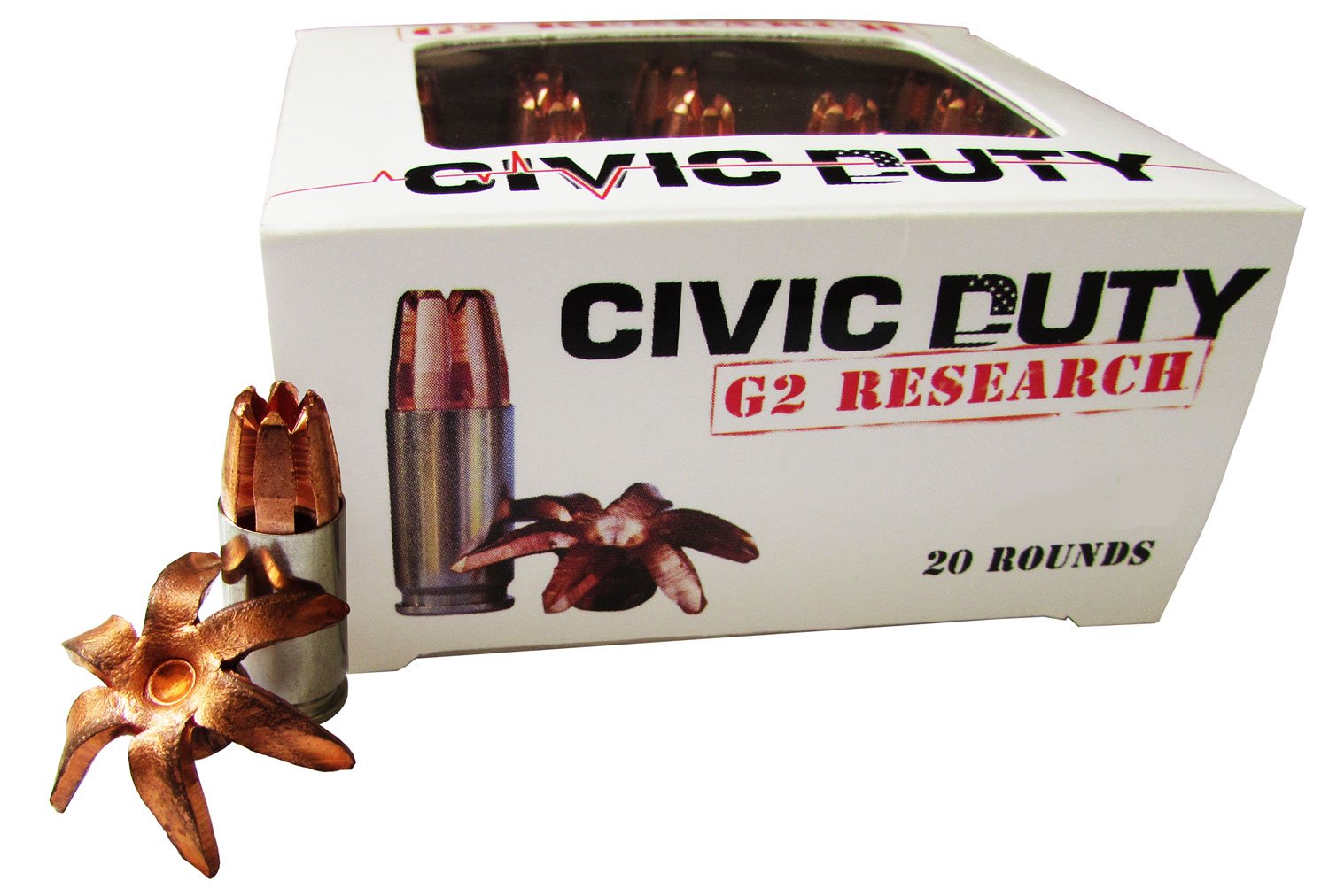 G2 Research Civic Duty 168 gr Copper Expansion Projectile .45 ACP Ammo, 20/box - CIVIC 45 ACP - G2 Research