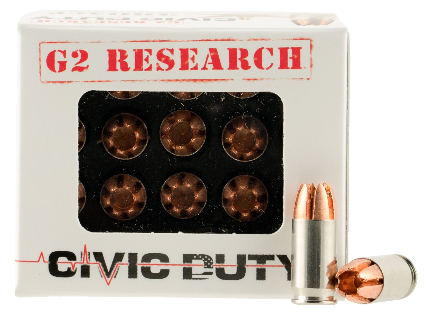 G2 Research Civic Duty 64 gr Copper Expansion Projectile .380 ACP Ammo, 20/box - CIVIC 380 - G2 Research