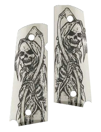 Hogue Scrimshaw Grip Full-Body X2 Revolver Grip for 1911 Government Revolver, Ivory - 45029 - Hogue