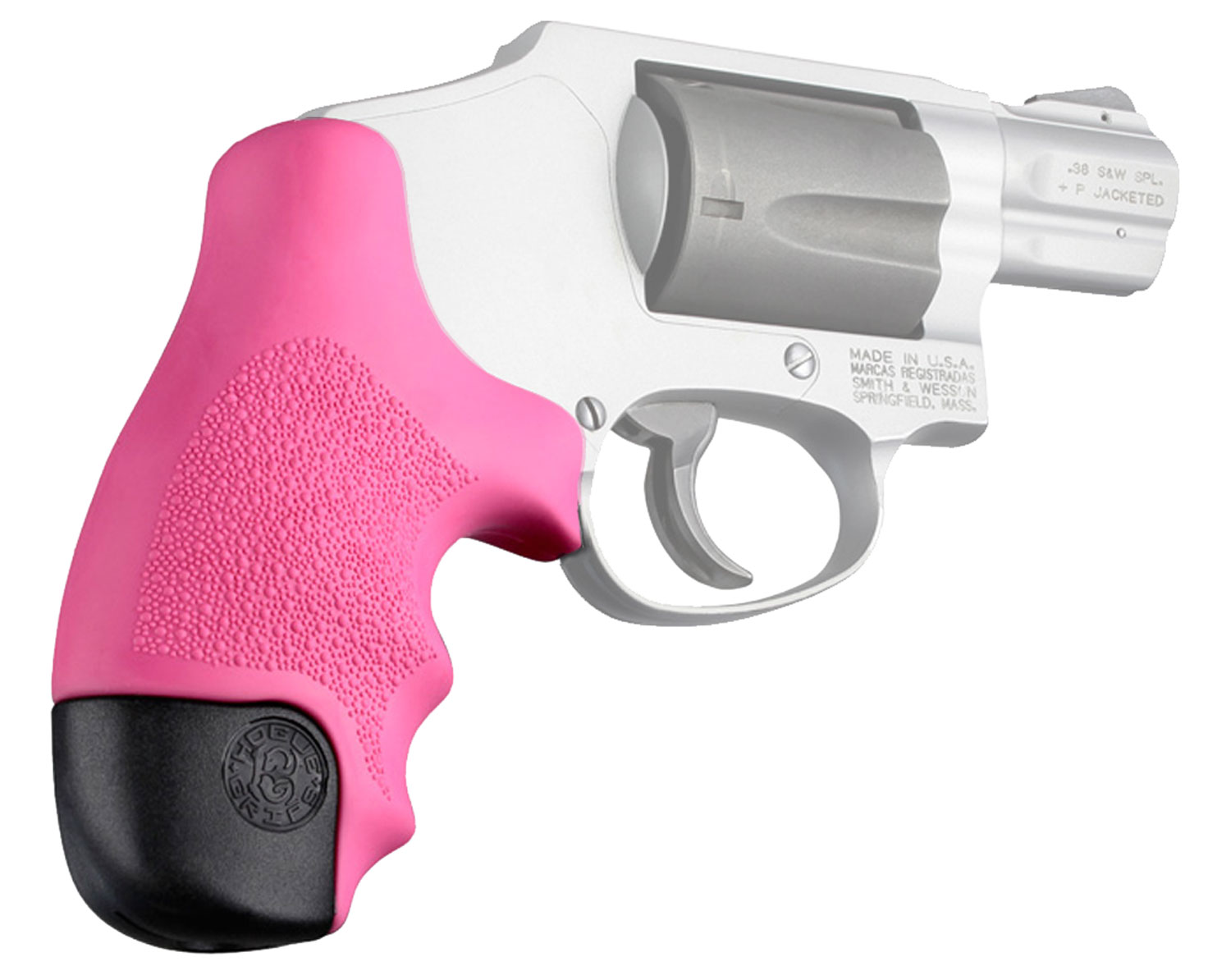 Hogue Tamer Grip for S&W J Frame Round Butt Centennial/Polymer Bodyguard Revolvers, Pink - 60027 - Hogue
