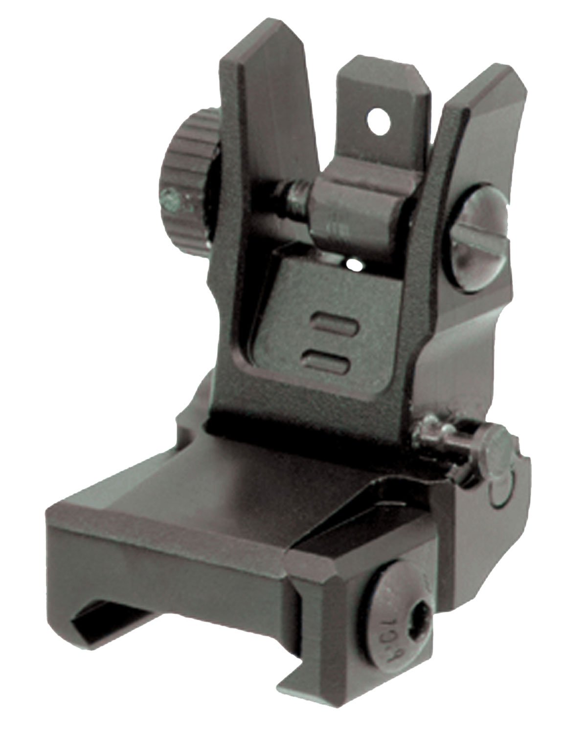 Leapers UTG Low-Profile Rear 1-Piece Flip-Up Sight w/ Dual Aiming Aperture for AR-15 Style Rifle - MNT-955