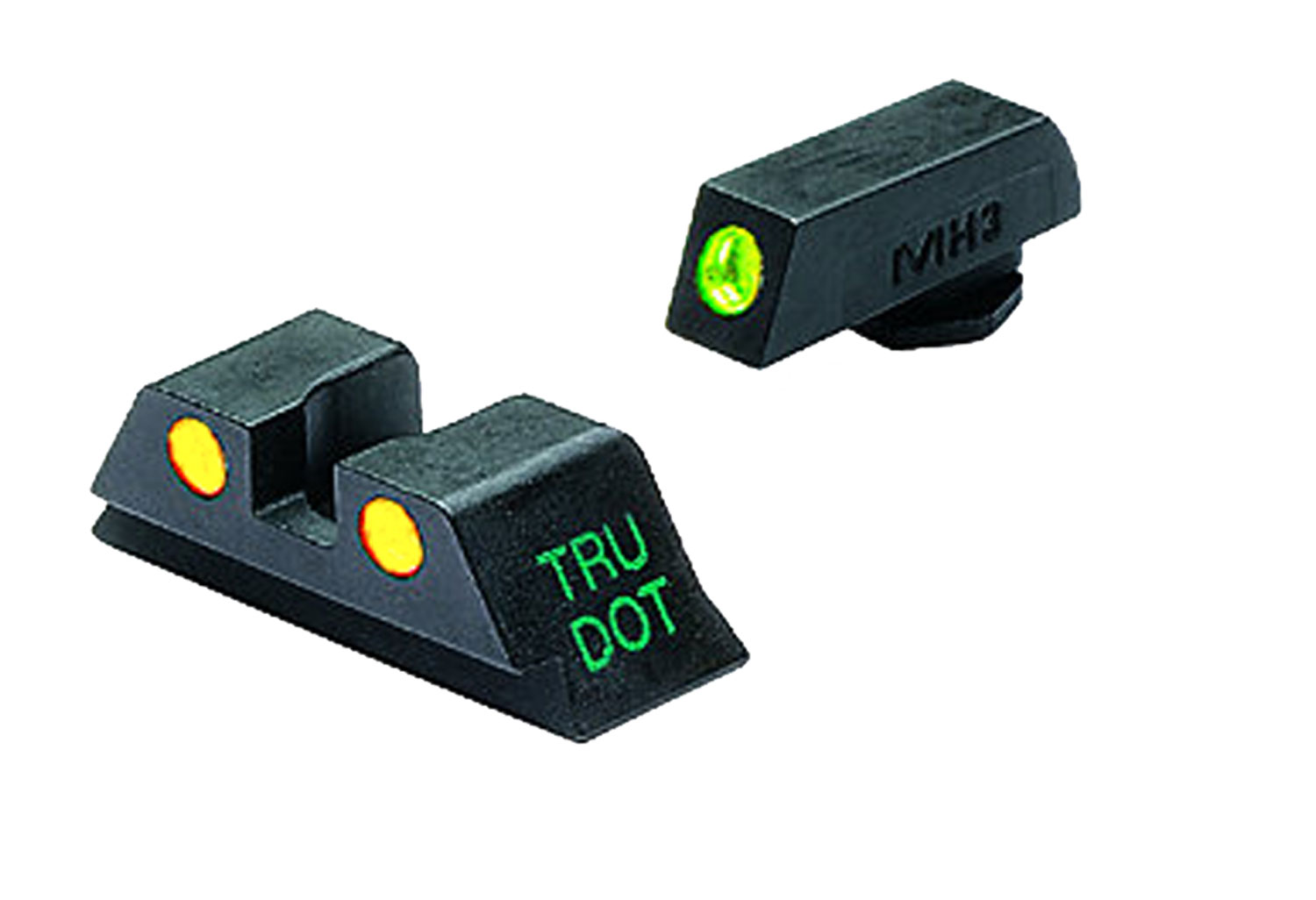 Meprolight Tru-Dot Front/Rear Night Sight Set for Glock 17, 19-23 Pistol, Green Yellow - ML10224Y - Meprolight