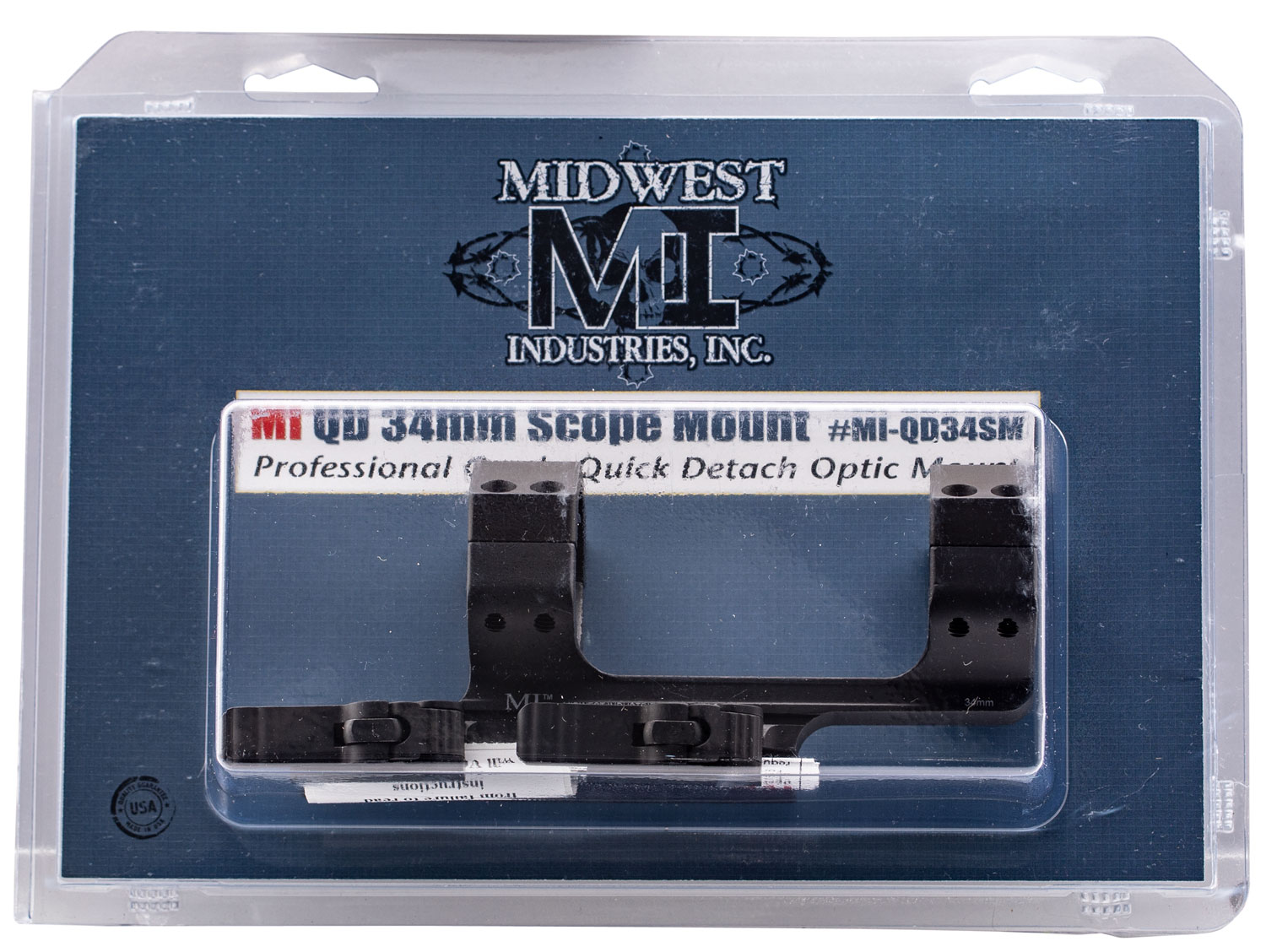 Midwest Industries 0.85" 6061 Aluminum Quick Detach Scope Mount w/ 1.4" Offset, Hardcoat Anodized Black - MI-QD34SM - Midwest Industries