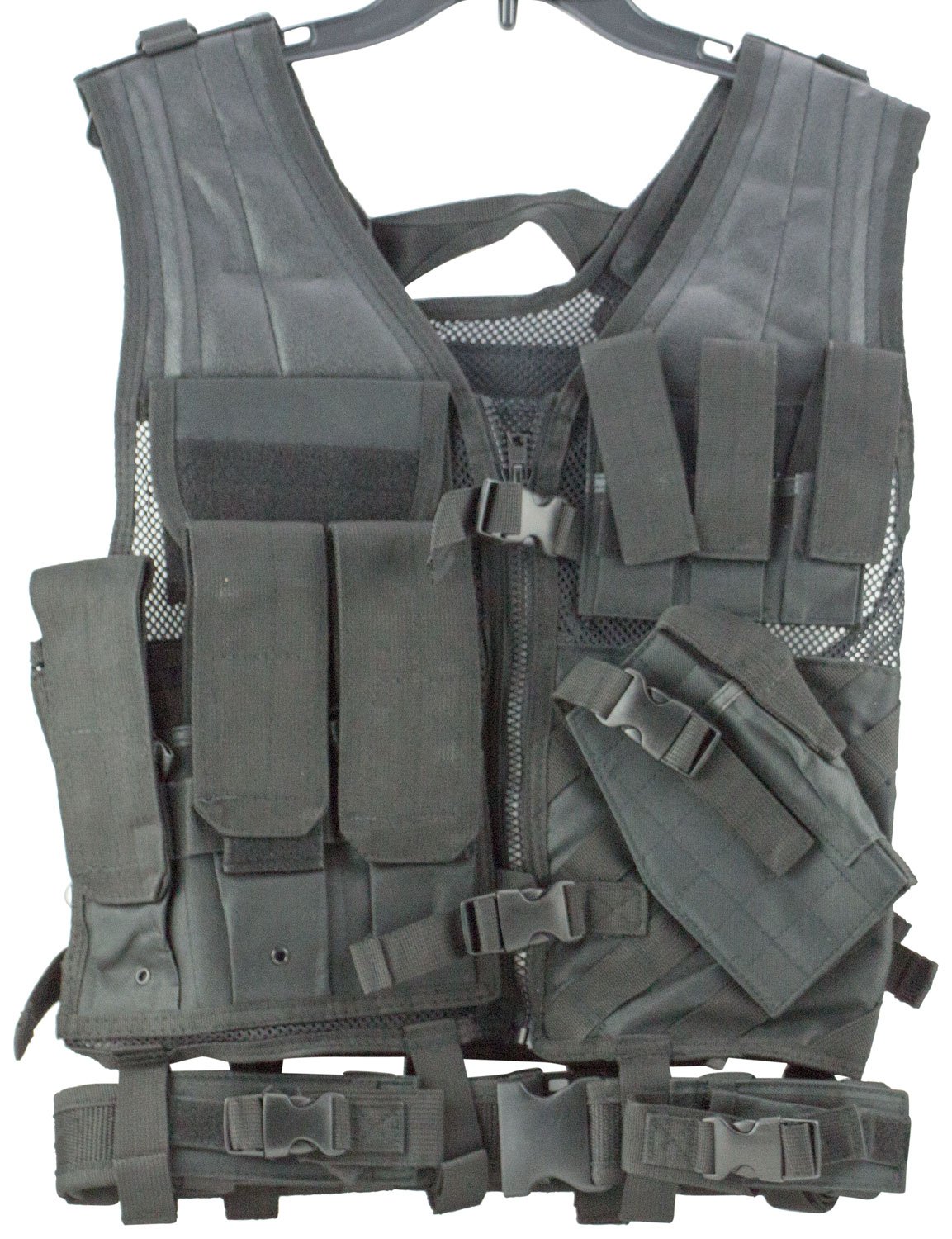 NcStar Tough PVC/Mesh Webbing MED-2XL Tactical Vest, Black - CTV2916B - Ncstar