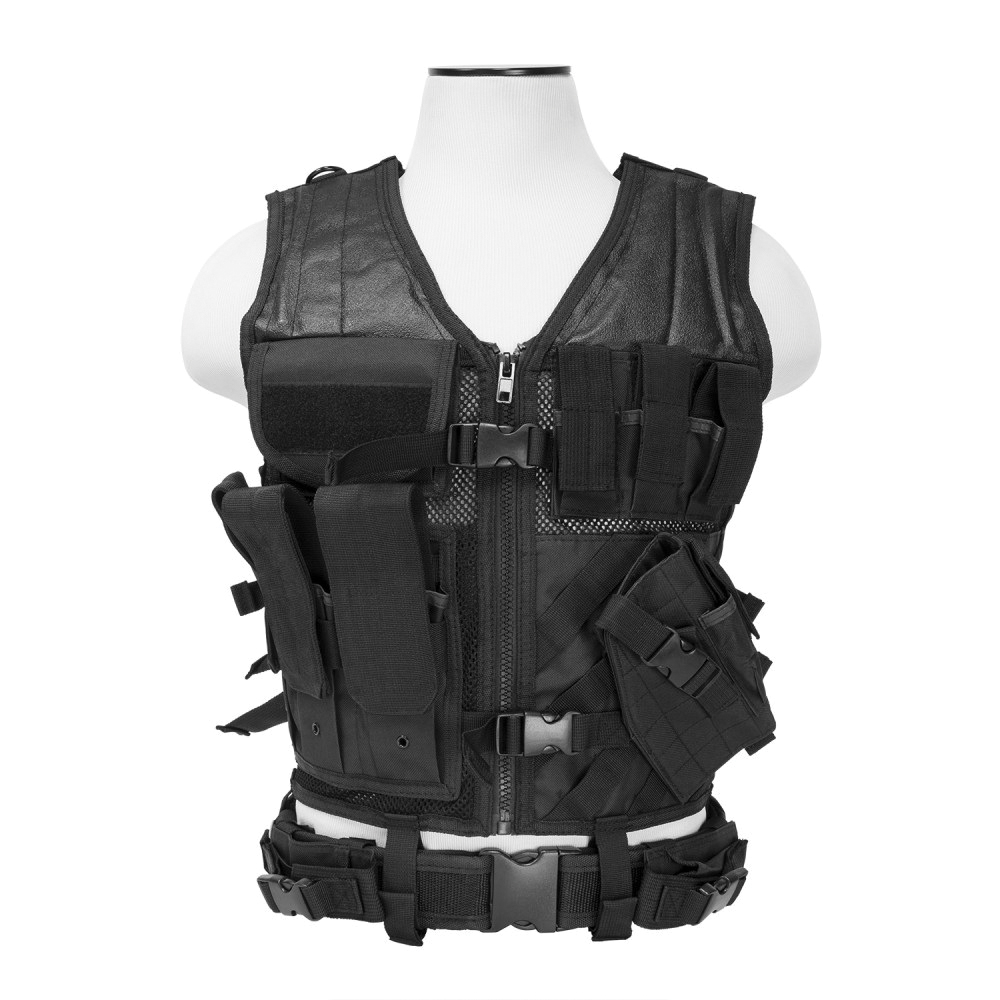 NcStar Tough PVC/Mesh Webbing 2X-Large+ Tactical Vest, Black - CTVL2916B - Ncstar