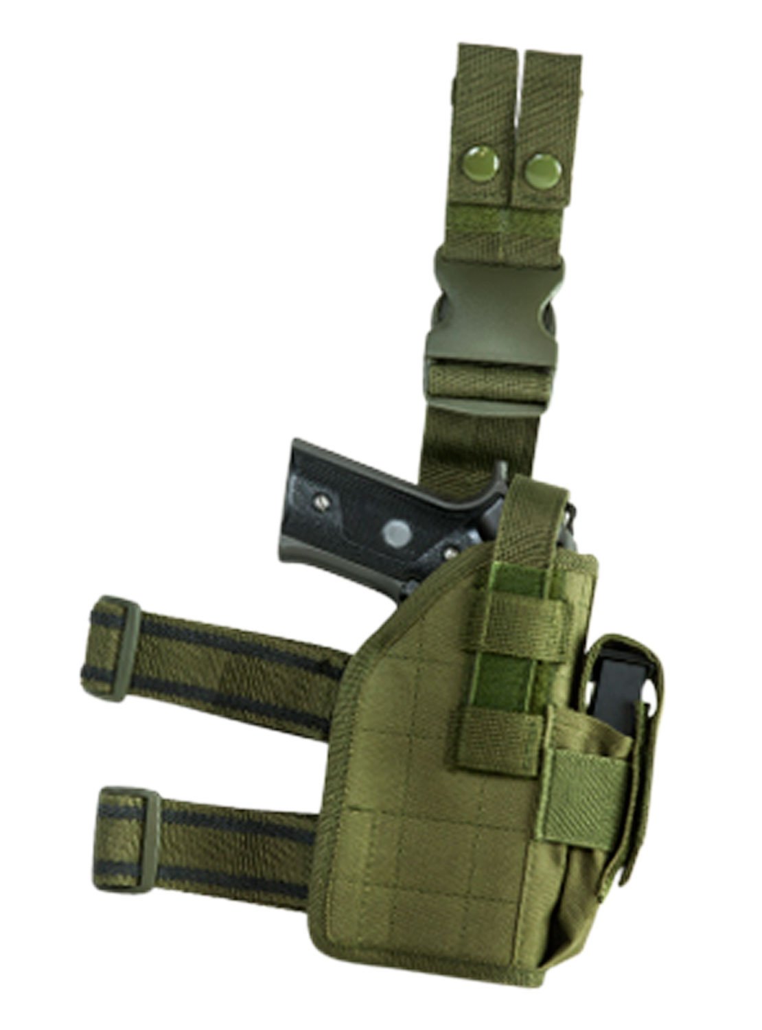 NcStar Right Hand Full Size/Compact Semi-Auto Universal Drop Leg Holster, Green - CVDLHOL2954-G - Ncstar