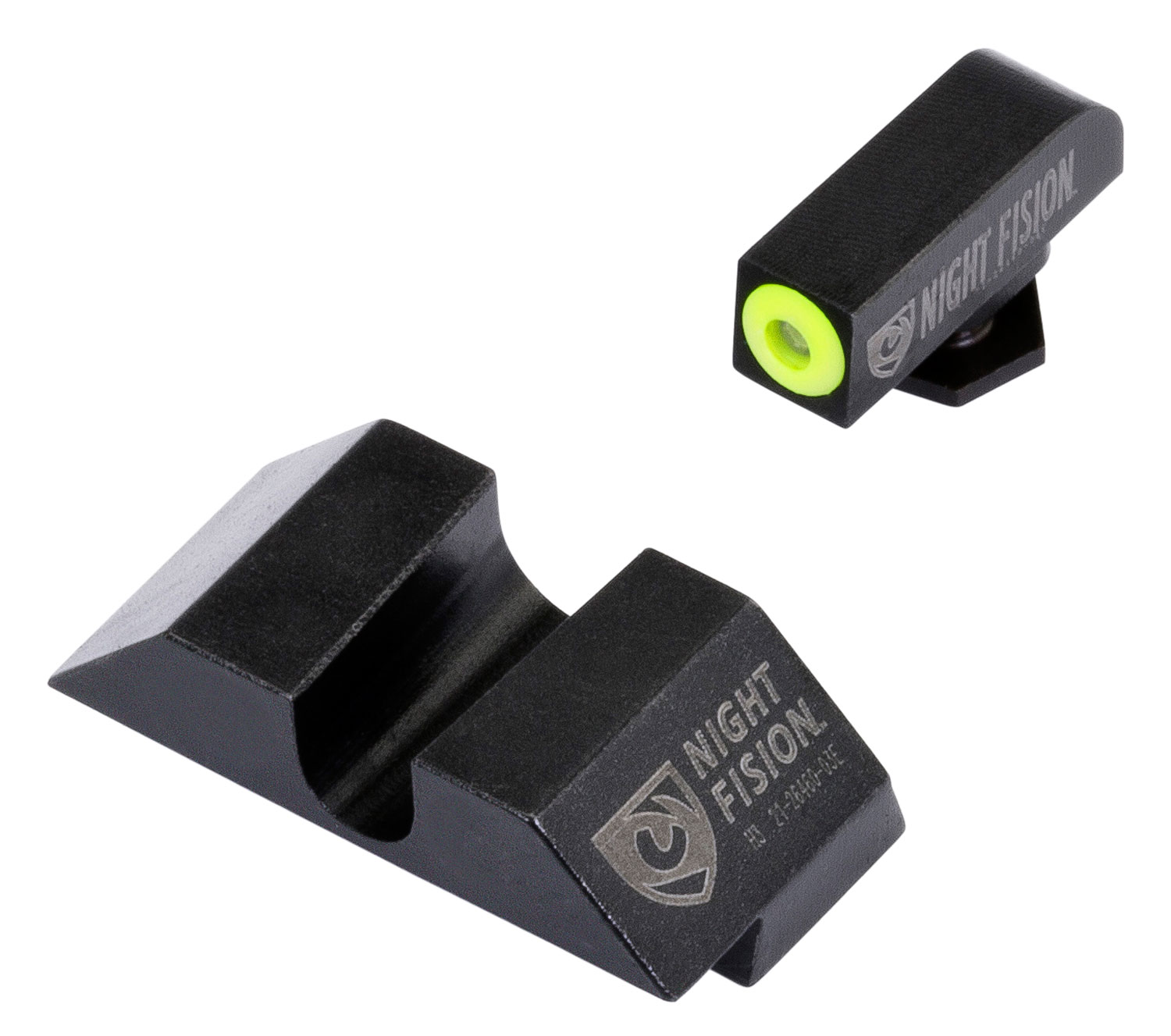 Night Fision Night Sight Set for Glock 17/17L/19/22-28/31-35/37-39 Pistols, Green with Yellow Square Front - GLK-001-014-YGZX - Night Fision