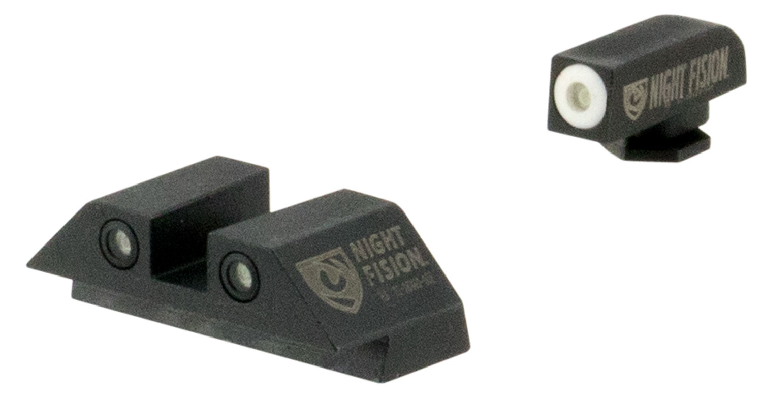 Night Fision Night Sight Set for Glock 17/17L/19/22-28/31-35/37-39 Pistols, Green with White Square Front/Rear - GLK-001-003-WGWG - Night Fision