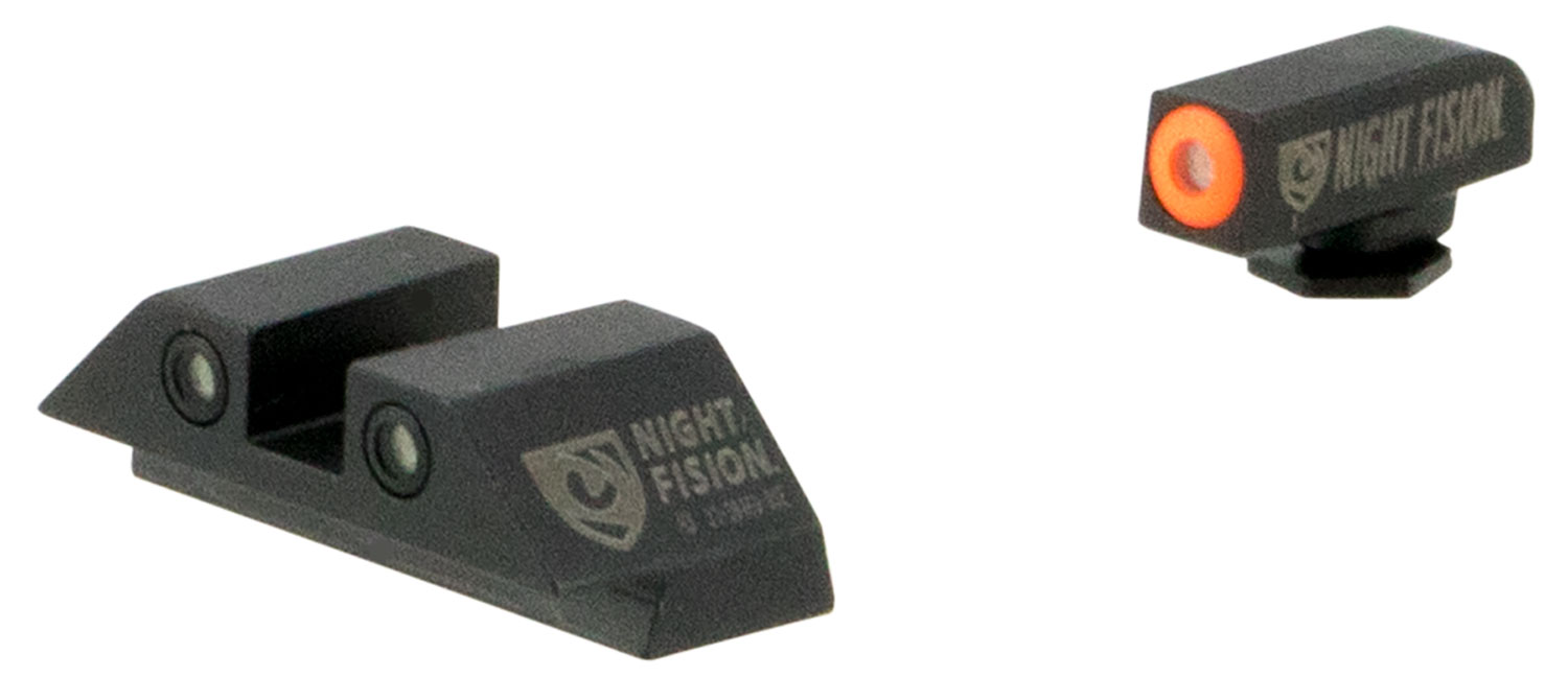 Night Fision Night Sight Set for Glock 17/17L/19/22-28/31-35/37-39 Pistols, Green with Orange Square Front, Green with White Square Rear - GLK-001-003-OGWG - Night Fision