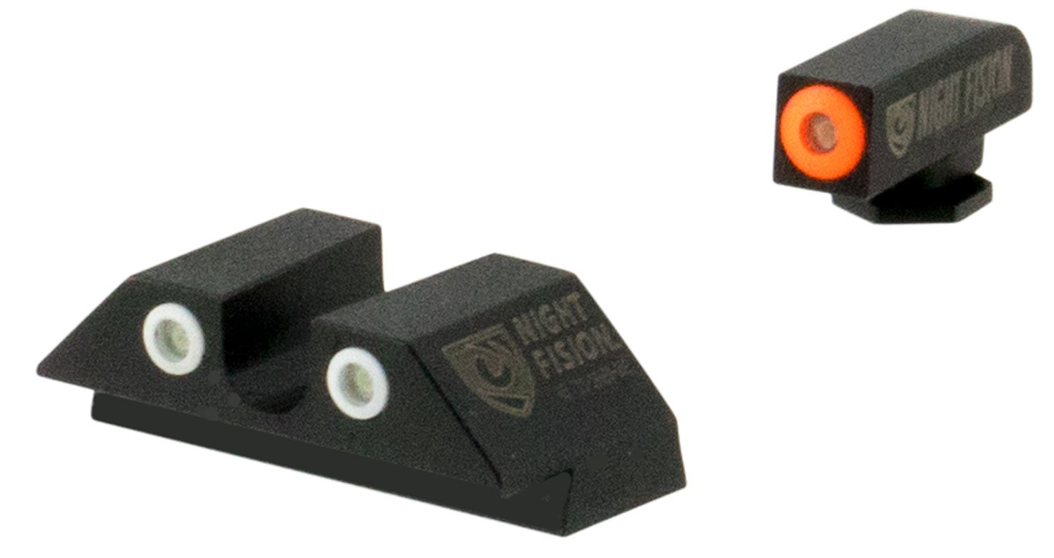 Night Fision Night Sight Set for Glock 17/17L/19/22-28/31-35/37-39 Pistols, Green with Orange Square Front, Green with Black U-Notch Rear - GLK-001-007-OGZG - Night Fision