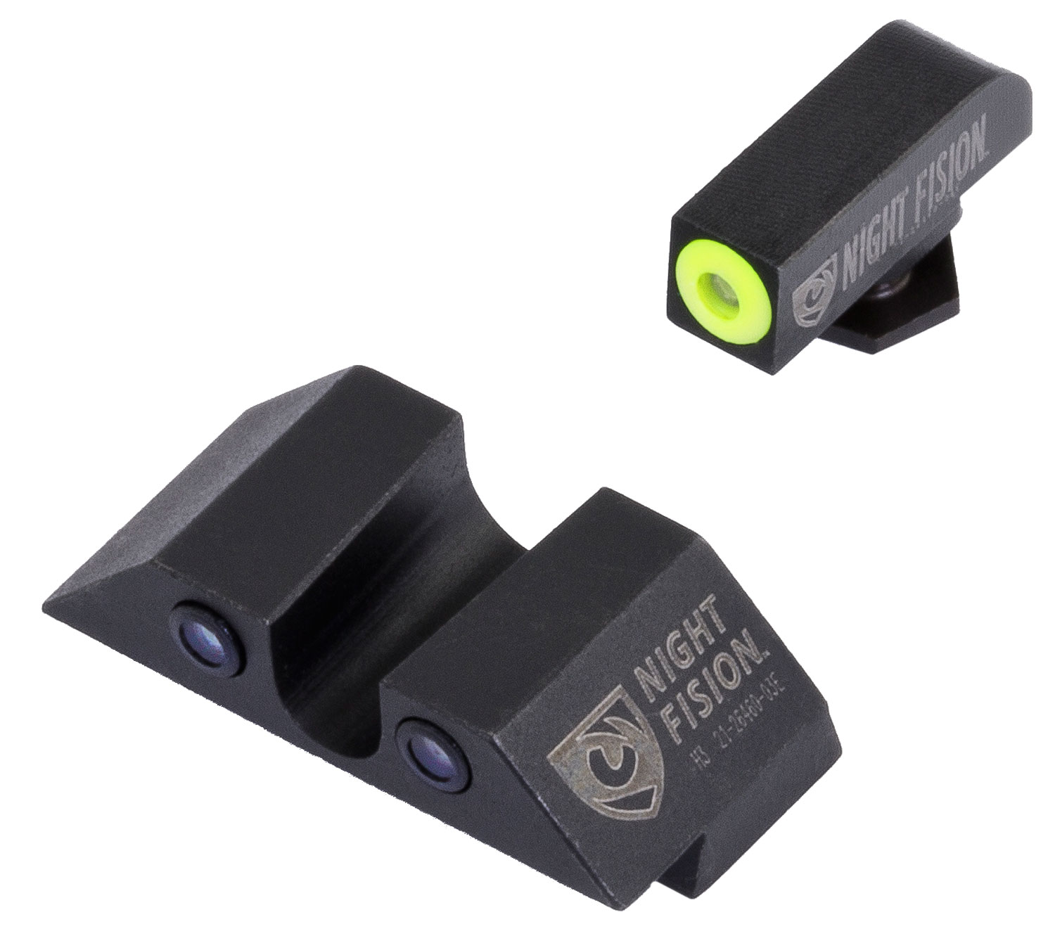 Night Fision Night Sight Set for Glock 17/17L/19/22-28/31-35/37-39 Pistols, Green with Yellow Square Front, Green with Black U-Notch Rear - GLK-001-007-YGZG - Night Fision