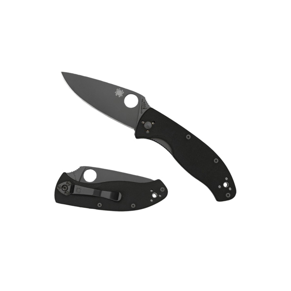 Spyderco Tenacious Drop Point Folding Knife, 3.39", Black - C122GBBKPS - Spyderco