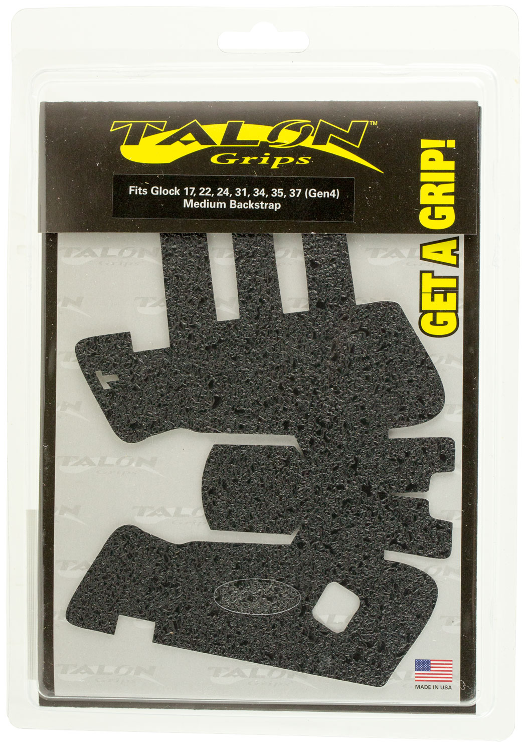 Talon Grips Rubber Pistol Grip for Glock 17/22/24/31/34/35/37 Gen 4 Medium Backstrap, Black - 114R - Talon Grips