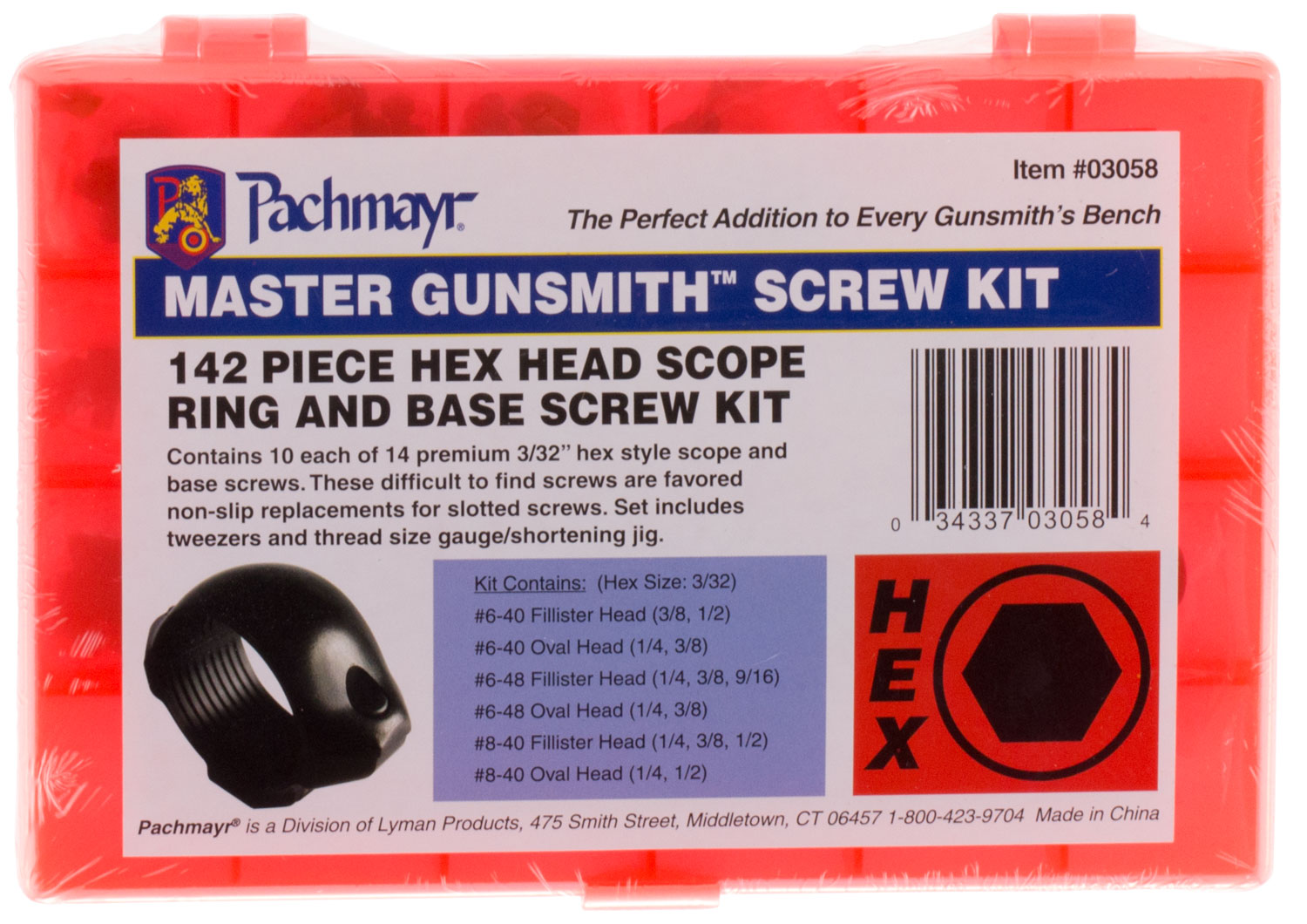 Pachmayr Master Gunsmith 142-Piece Hex Head Ring and Base Screw Kit - 03058 - Lyman