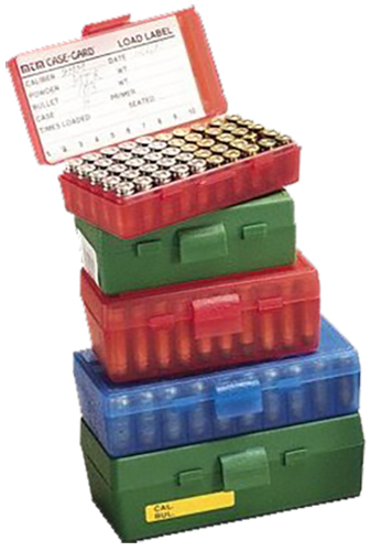 MTM Case Gard P-50 50 Round Flip-Top Ammo Box, 1.7" OAL, Green - P503810