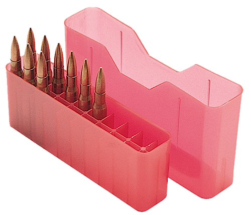 MTM Case Gard J-20 20 Round Slip-Top Ammo Box, 3.36" OAL, Clear Red - J20L29