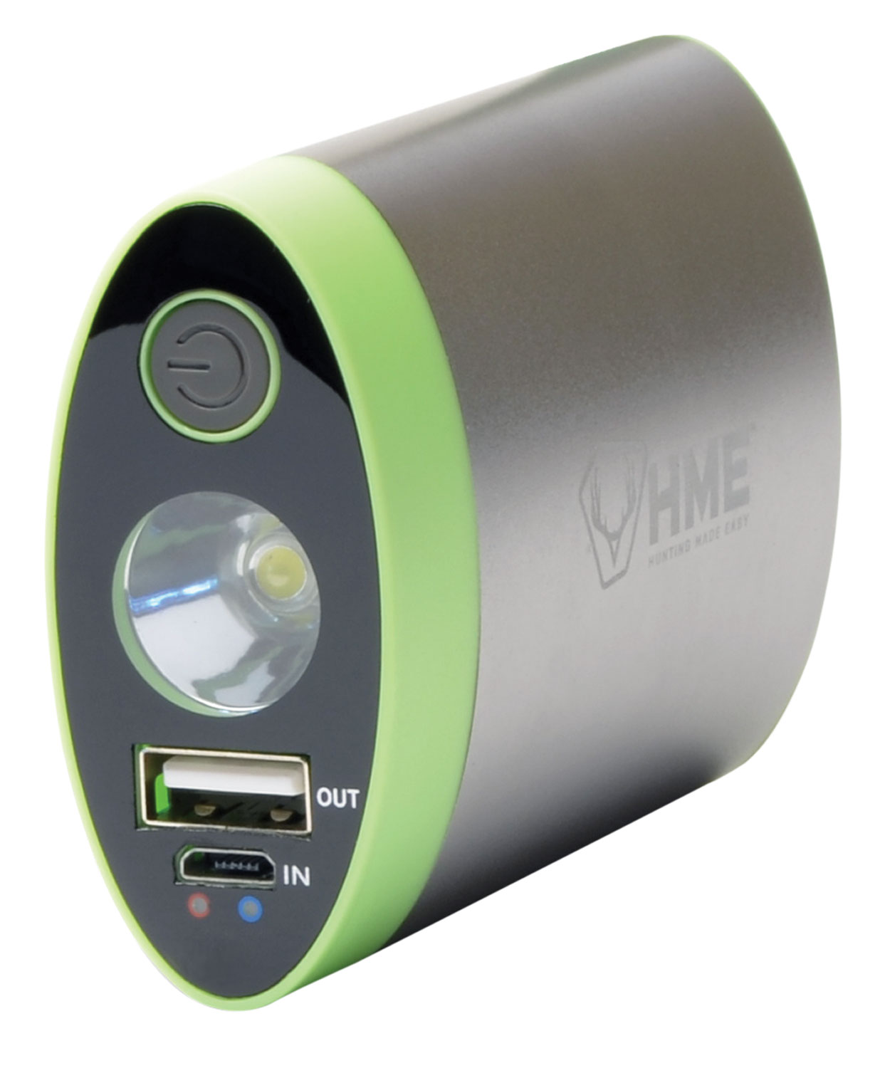 HME Silver/Green Aluminum/ABS Plastic Hand Warmer w/ Flashlight - HW - Gsm, Llc