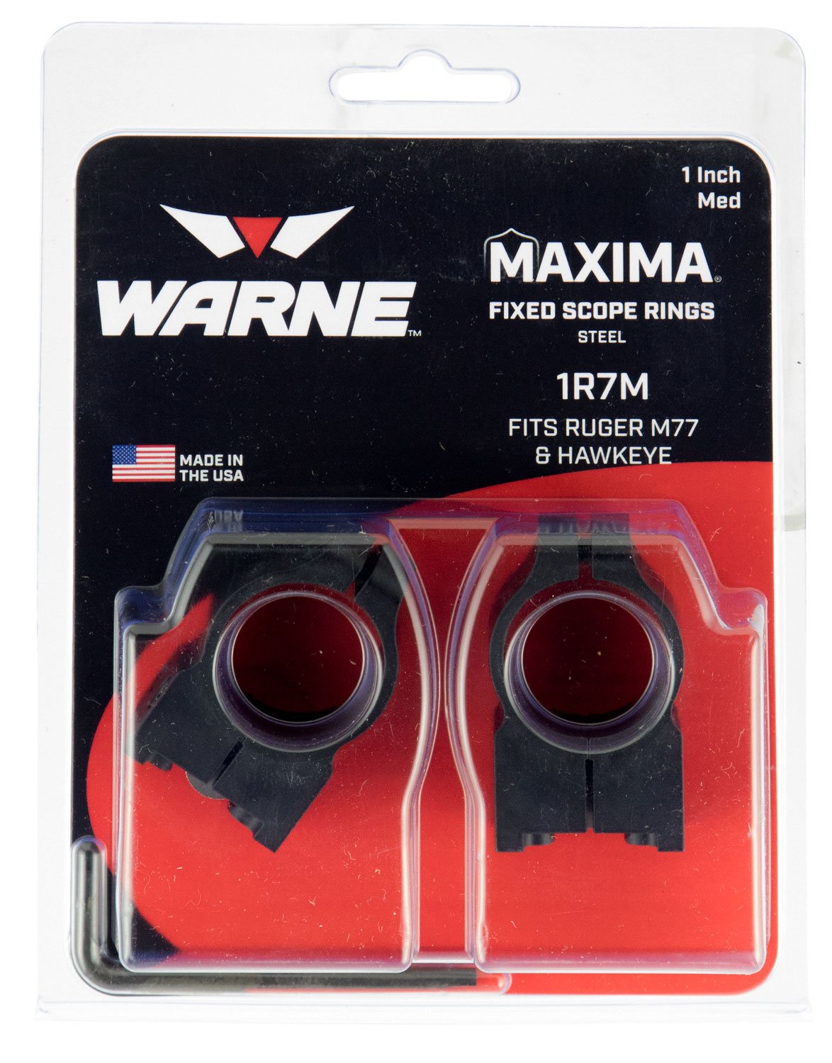 Warne Scope Mounts Maxima Tikka T3 1" High Steel 2-Piece Fixed Scope Ring, Matte Black - 2TM