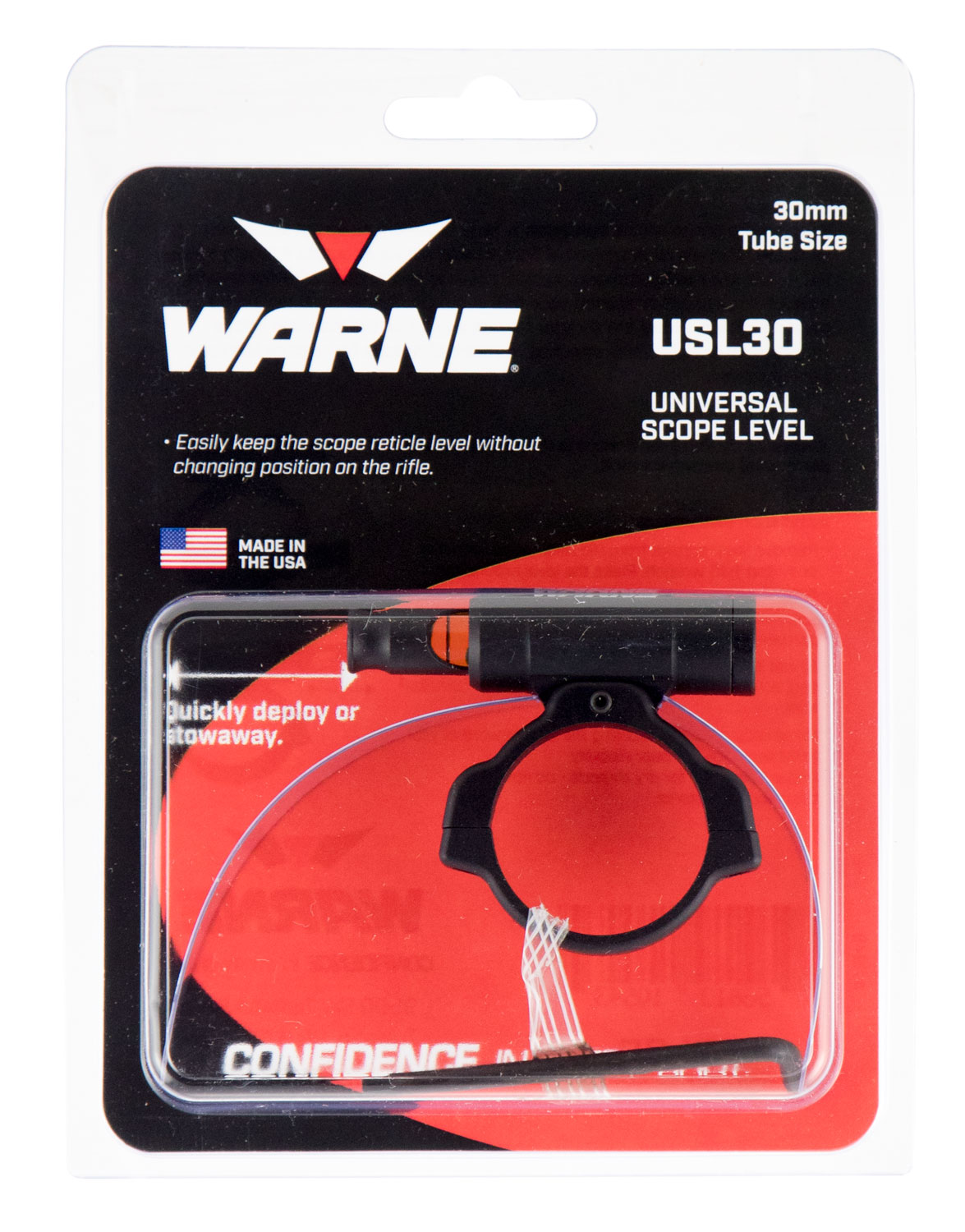 Warne Scope Mounts 30mm 6061 Aluminum 1-Piece Universal Scope Level, Black - USL30 - Warne