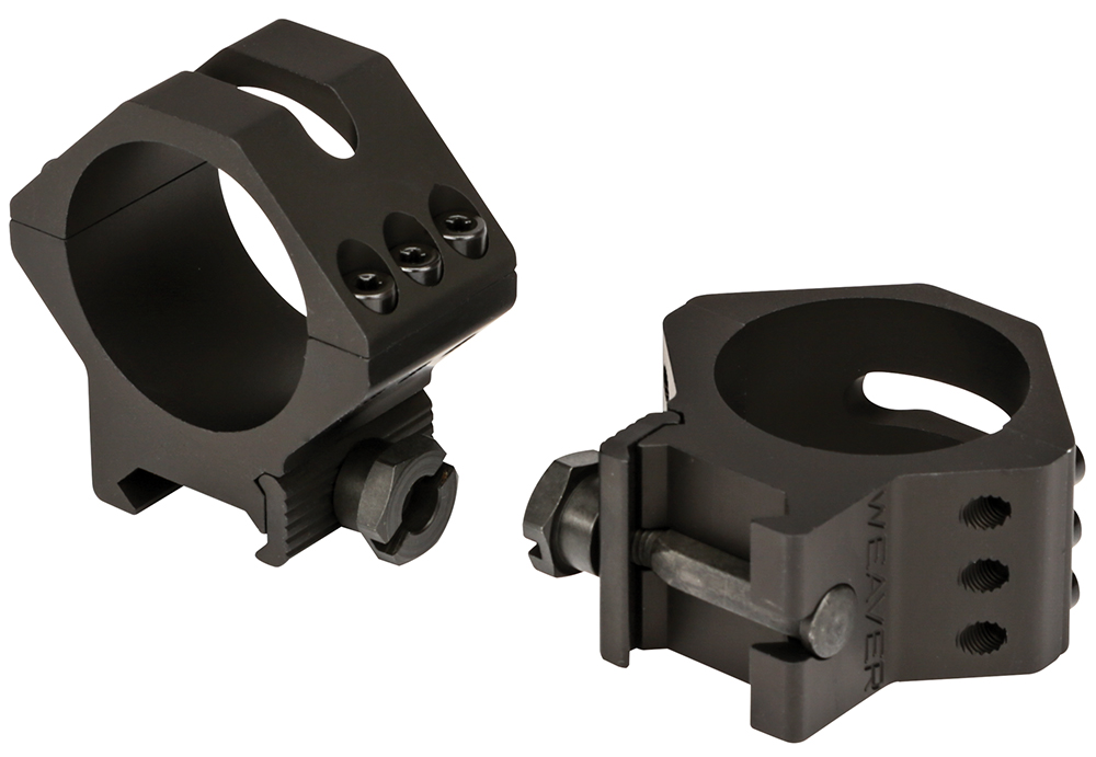Weaver Tactical Precision 34mm Low 7075 T6 Aluminum 2-Piece 6-Hole Quick Detach Picatinny Ring, Anodized Black - 99682 - Weaver