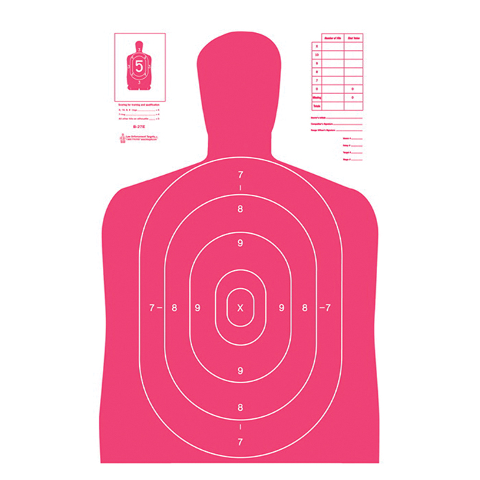 Action Target Law Enforcement 23" x 35" Silhouette B-27E High Visibility Target, Fluorescent Red, 100/box - B-27E-RD-100 - Action Target
