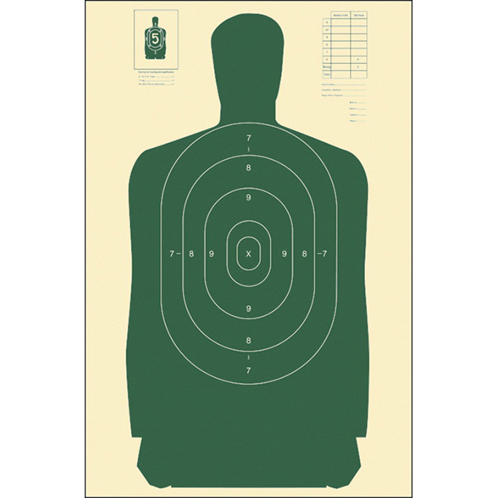 Action Target Law Enforcement 24" x 45" Silhouette B-27 Standard Target, Green, 100/box - B-27S GREEN-100 - Action Target