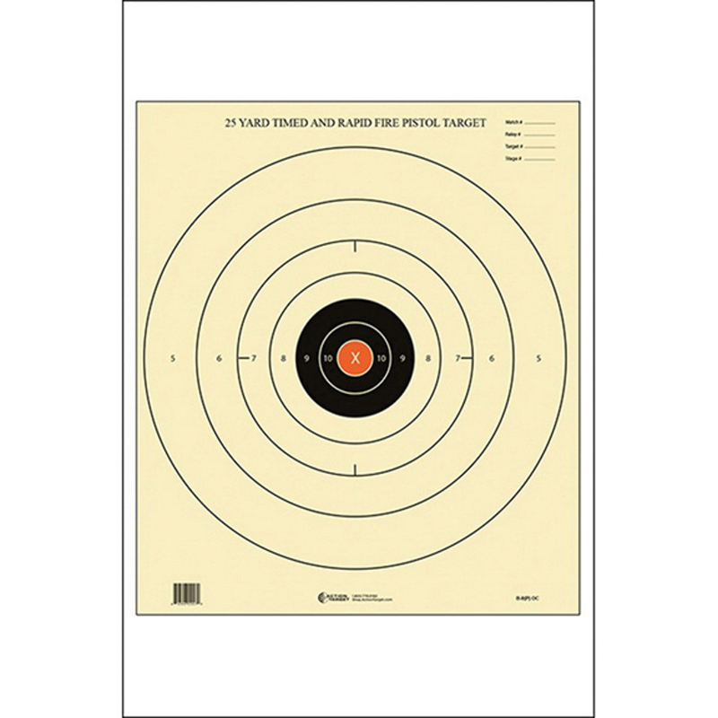 Action Target Law Enforcement 21" x 24" B-8 Bullseye Timed and Rapid Fire Target, Black, Orange Center, 100/box - B-8(P)OC-100 - Action Target