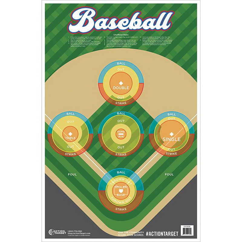 Action Target 23" x 35" Baseball Target, Multi-Color, 100/box - GS-BASE-100FIRE1100 - Action Target