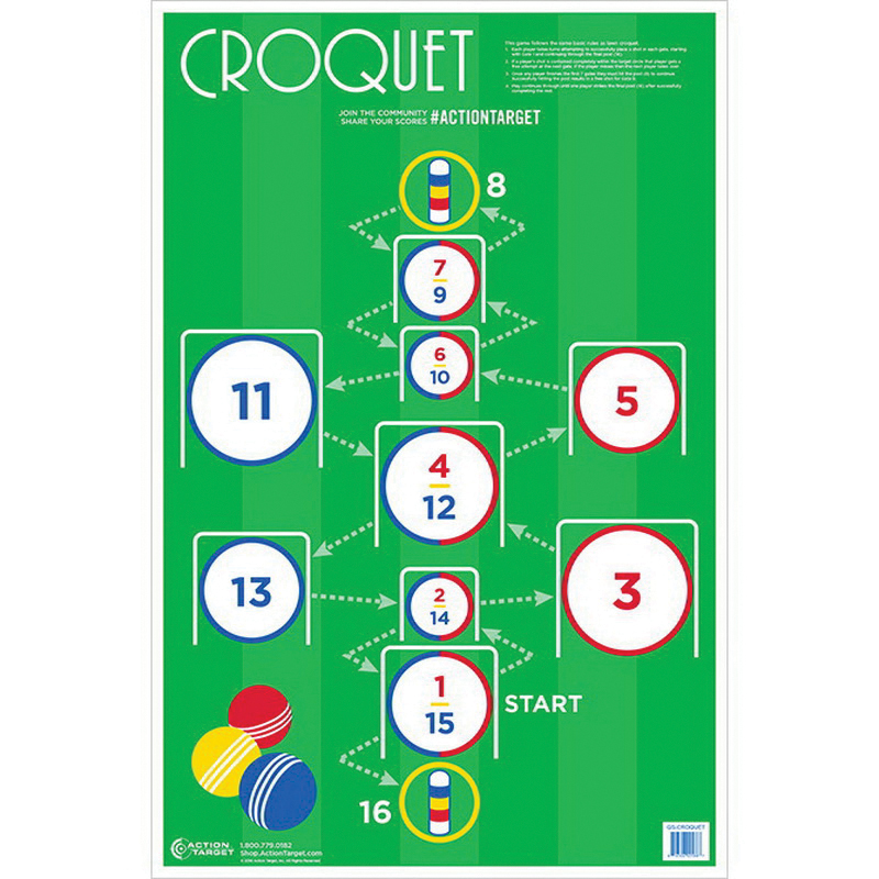 Action Target 23" x 35" Croquet Target, Multi-Color, 100/box - GS-CROQUET-100EM# - Action Target