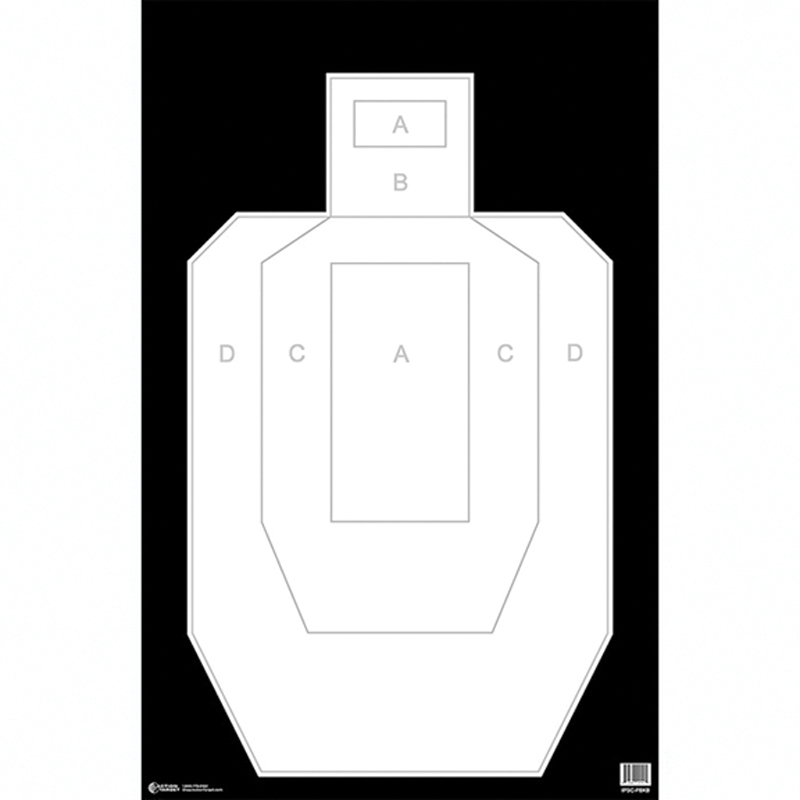 Action Target Law Enforcement 23" x 35" Silhouette High Visibility IPSC/USPSA Target, Black Background, White Target, 100/box - IPSC-PBKB-100 - Action Target