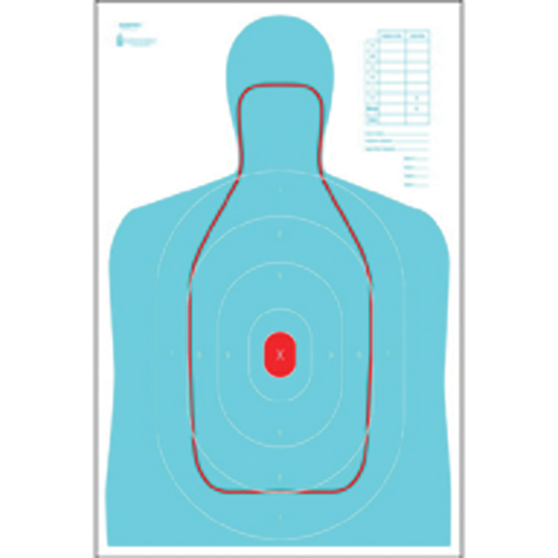 Action Target Law Enforcement 23" x 35" Silhouette B-27E and FBI Q Combination Target, Blue/Red, 100/box - RC-B27E-Q-100 - Action Target