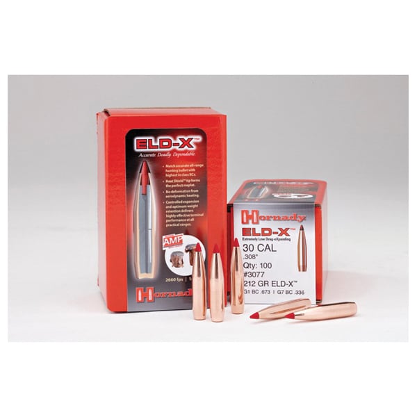 Hornady ELD-X .30 212 gr BT Rifle Bullet, 100/box - 3077 - Hornady