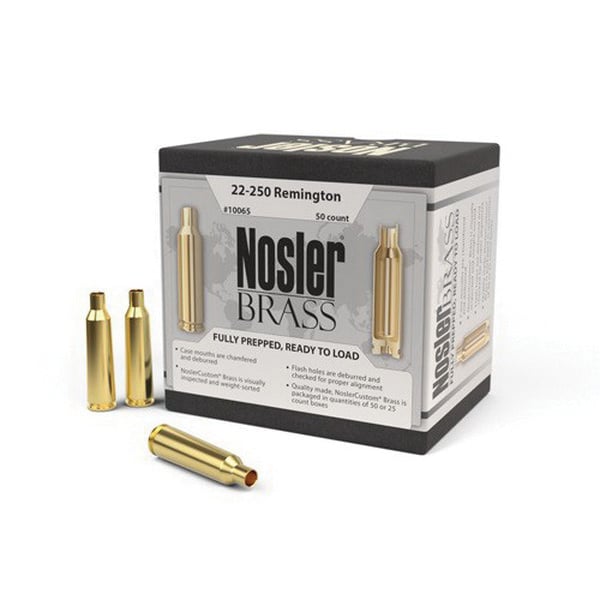 Nosler .25-250 Rem Brass Full Length Cartridge Case, 50/box - 10065 - Nosler