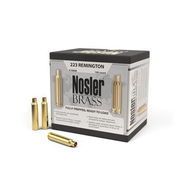 Nosler .223 Rem Brass Full Length Cartridge Case, 100/box - 10098 - Nosler