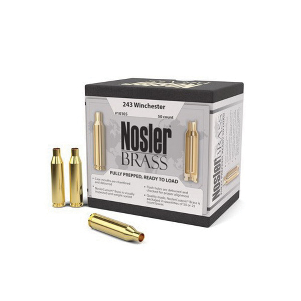 Nosler .243 Win Brass Full Length Cartridge Case, 50/box - 10105 - Nosler