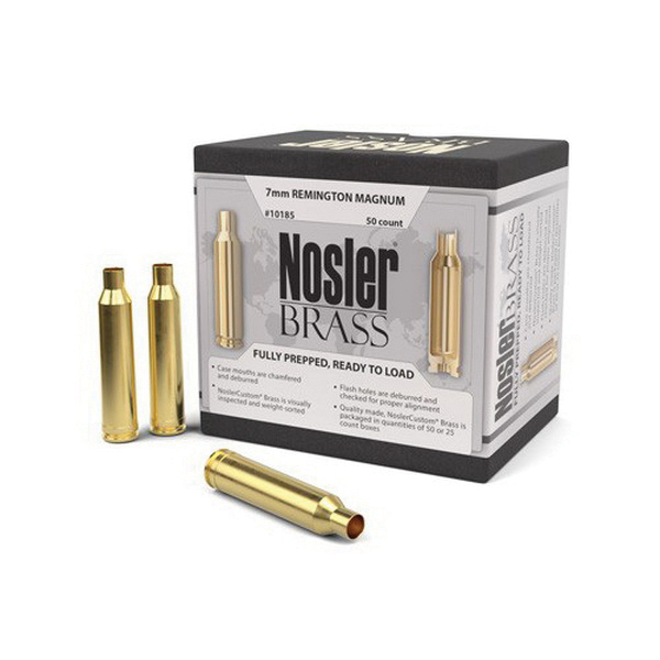 Nosler 7mm Rem Mag Brass Full Length Cartridge Case, 50/box - 10185 - Nosler
