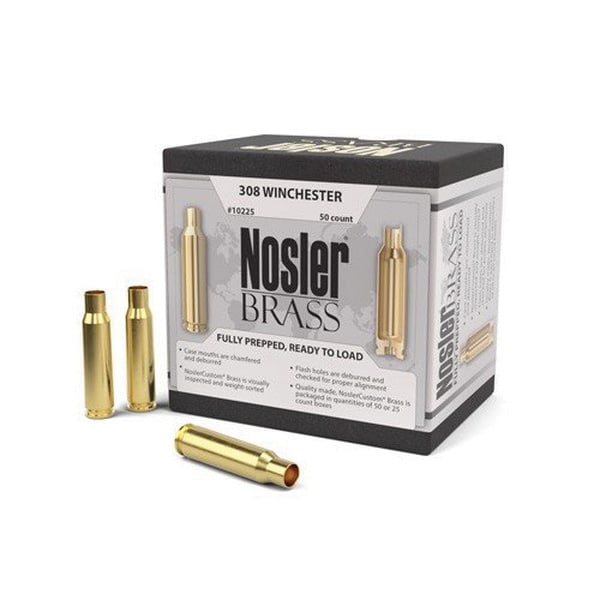 Nosler .308 Win Brass Full Length Cartridge Case, 50/box - 10225 - Nosler